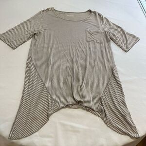 Soft Surroundings Grey Stripe Tunic Top Size Large
